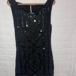 Free People Black Sequin Embellished Top